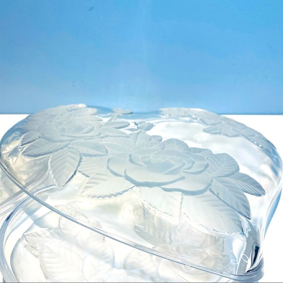 Studio Nova Winter Rose Big & Small Hearts Glass Dish Tray Frosted Vintage - Picture 7 of 14